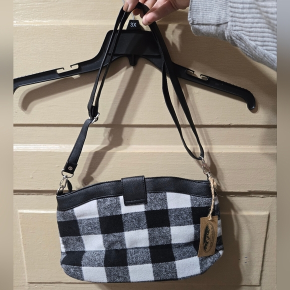 Woodland Creek Buffalo Plaid Black & White Crossbody Adjustable Strap Purse NWT - Picture 4 of 7